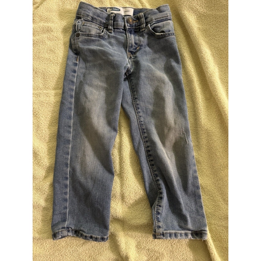 Old Navy Toddler Size 3T Straight Leg Blue Jeans Elastic Waistband